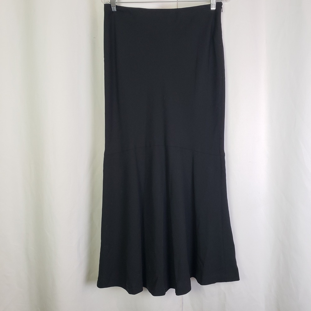 Lauren Ralph Lauren Black 100% Wool Trumpet Maxi Skirt Size 10 Mermaid Hem - Picture 3 of 8